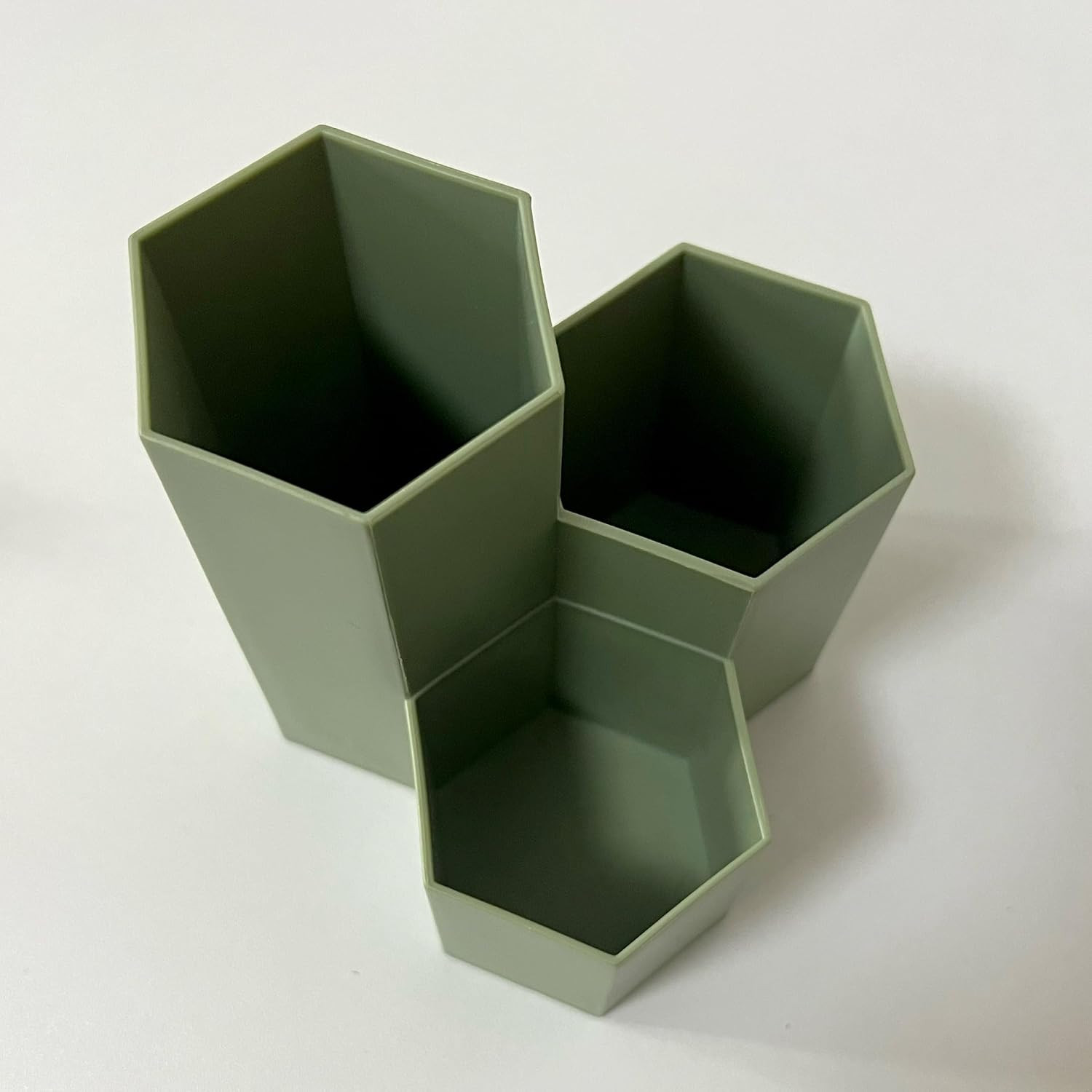 Green Triangular Pen Holder Desk Organizer Pencil Cup Office School Home