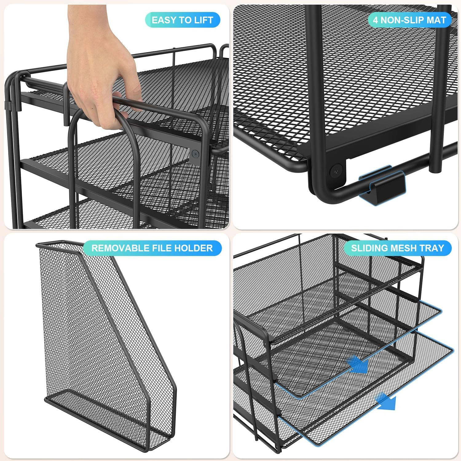 4-Tier Paper Organizer with Magazine Holder, Desk Organizers and Accessories, De
