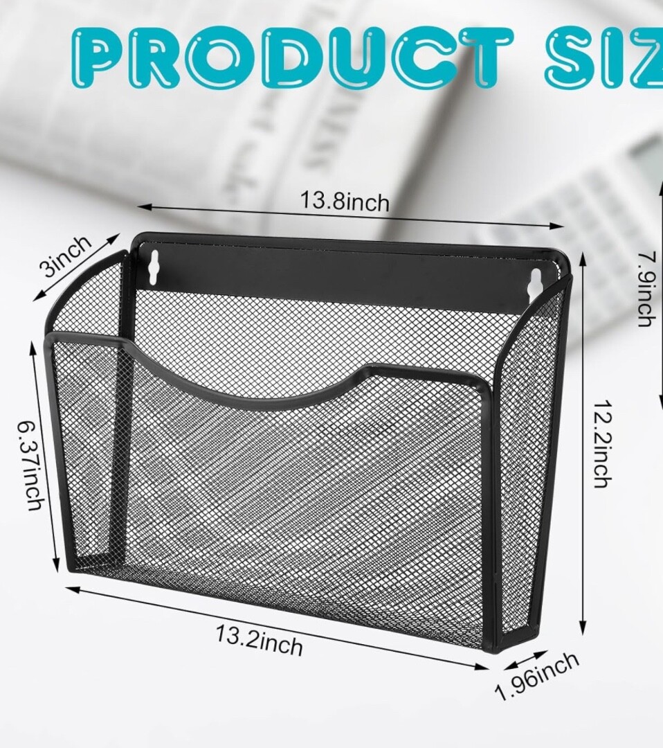 2 Pcs Mesh Letter Wall Hanging File Organizer Cubicle Wall Mounted File Holder