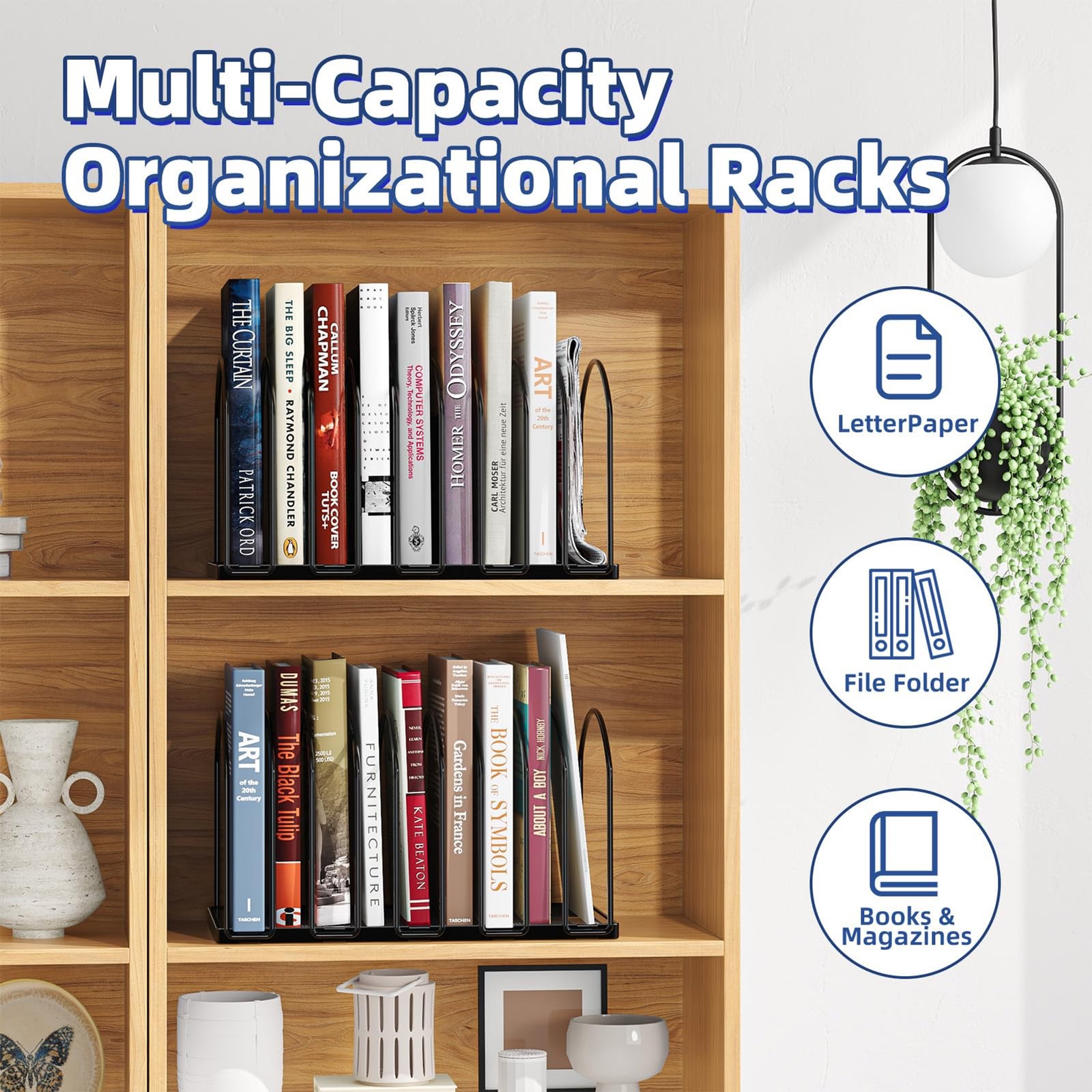 Simple Trending 9 Section Metal File Sorter Organizer for Desk Home Office, Blac
