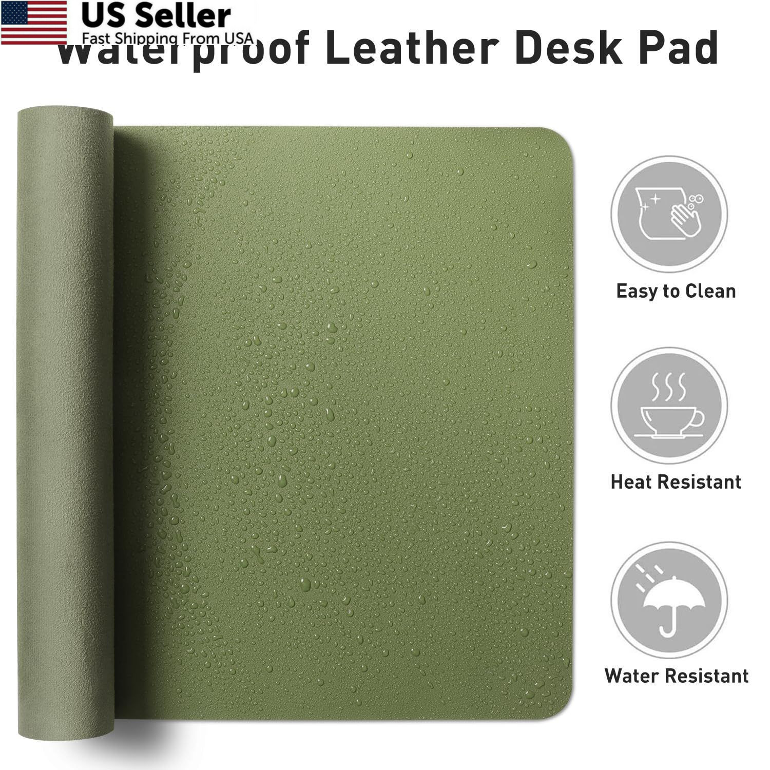 Aothia Desk Protector Mat, Mouse Pad, Non-Slip 23.6″ x 13.7″, Olive Green