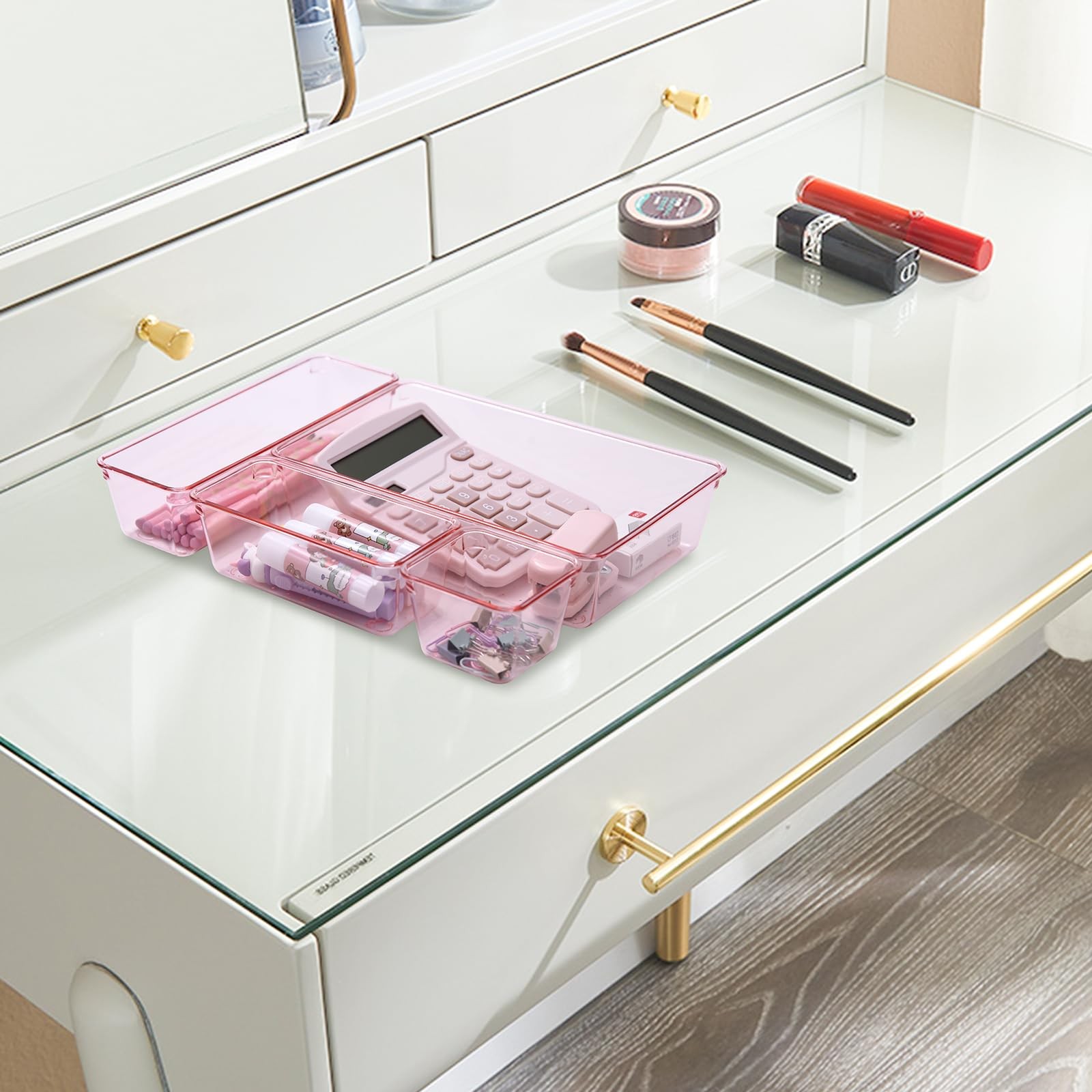 Kitchen Desk Drawer Organizers Storage for Office, Small Acrylic Vanity Trays…