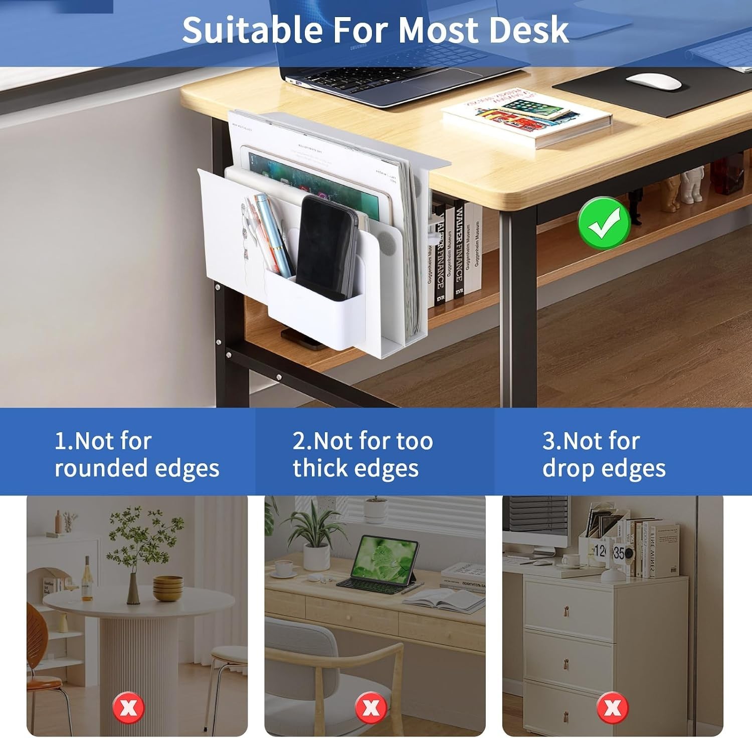 Clamp On Laptop Mount with Pen Holder – Desk Side Storage