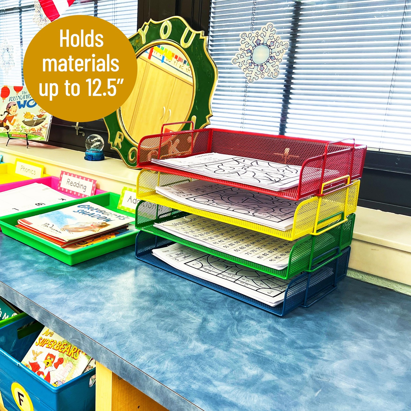 Mind Reader Stackable Paper Tray, Classroom Organizer, File Storage, Teachers…