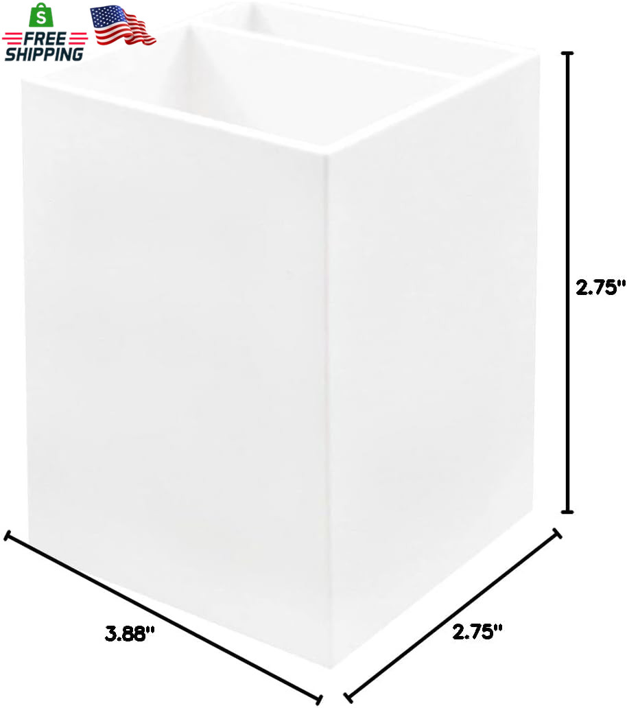 JAM PAPER Plastic Pen Holder – White – Desktop Pencil Cup – Sold Individually