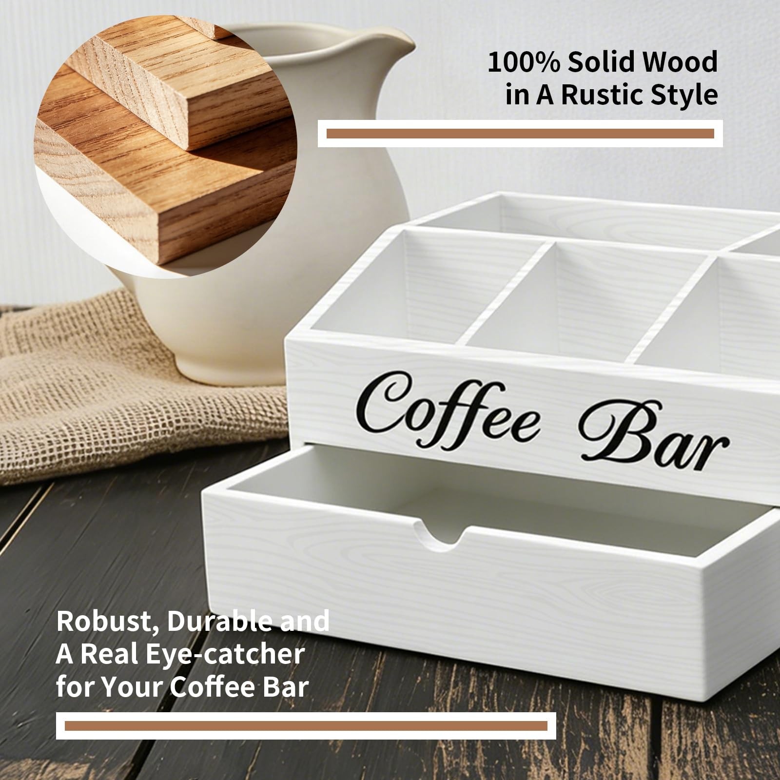 Eastsign Coffee Bar Organizer for 11.81 x 12.99 x 5.91 inches, White
