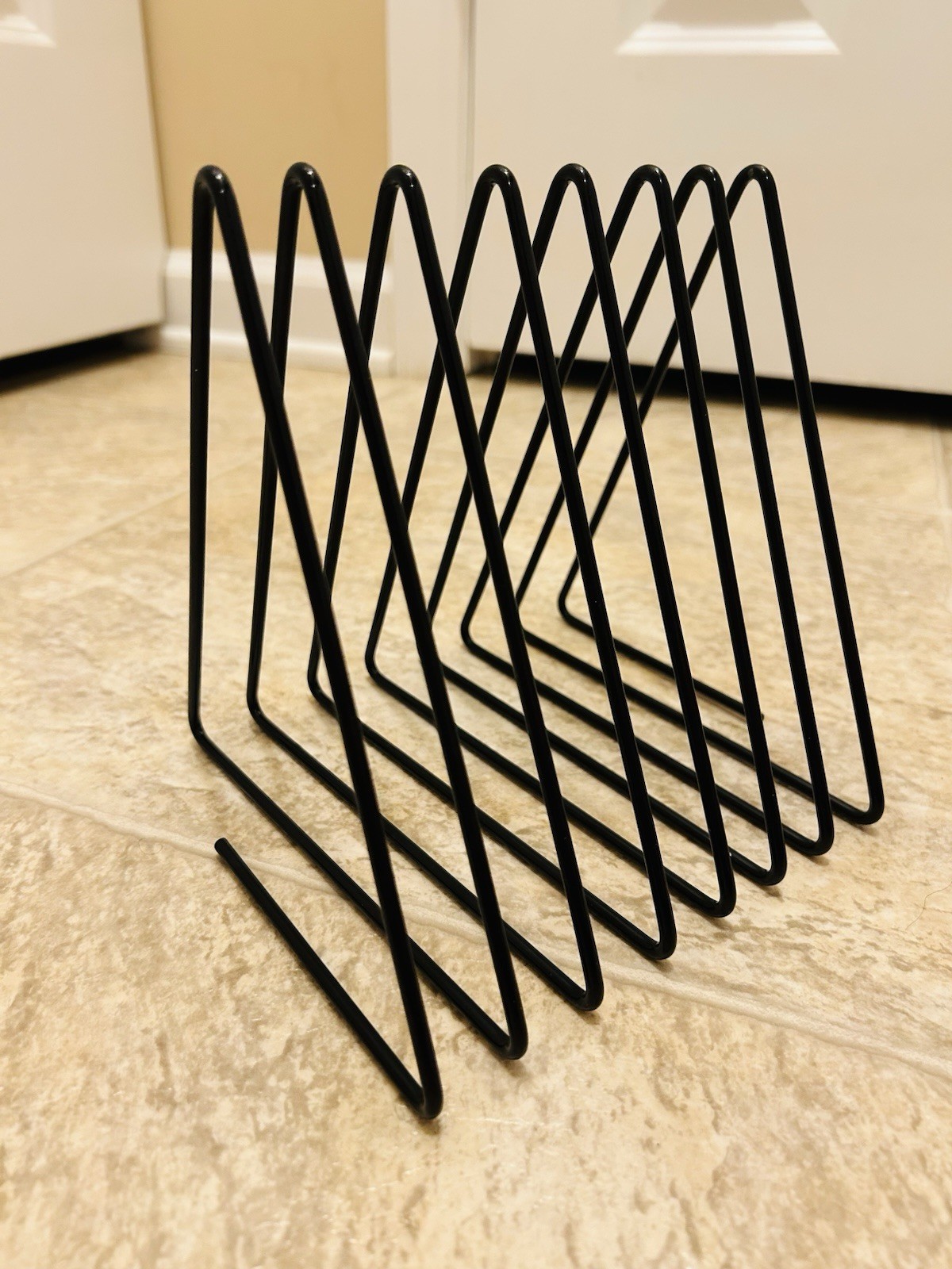 7 Slot Retro Black Triangle File Folder Racks/Desktop Organizers. Set Of 2. EUC