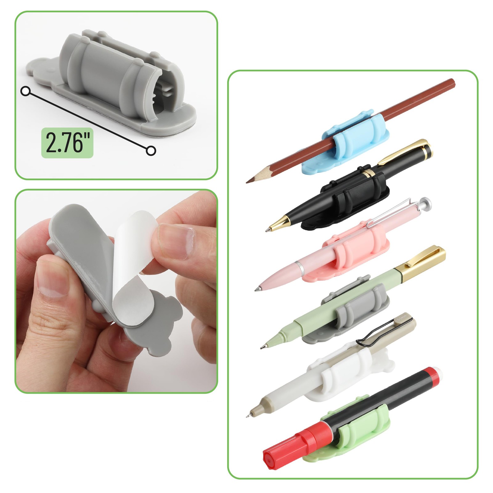 Koala Pencil Clip, 6 Pack, Silicone Pen Holder, Wall Desk, Assorted