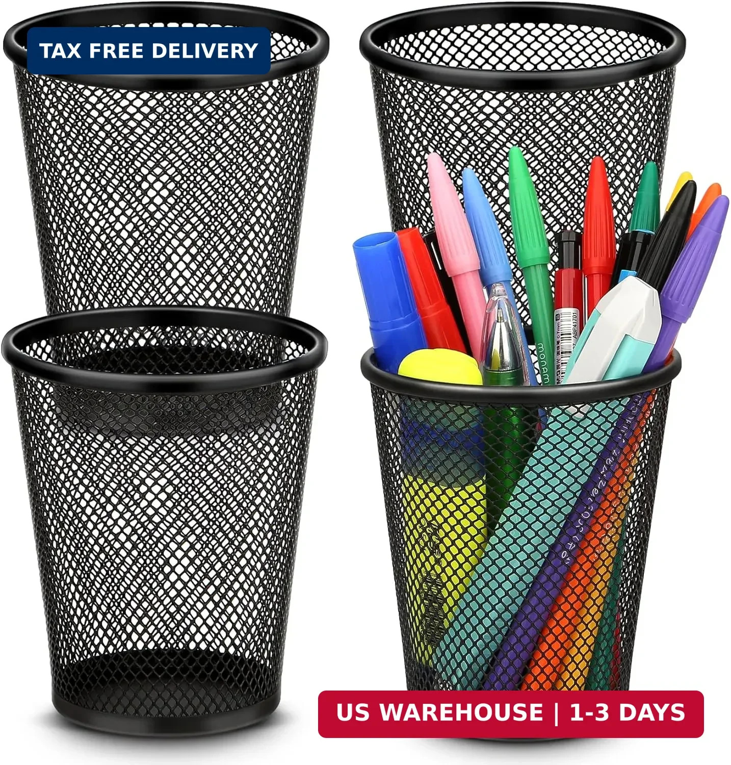 Smgmg Pen Holder for Desk, Pencil Holder for Desk, 4 Pack Pencil Cup for Pen, Me