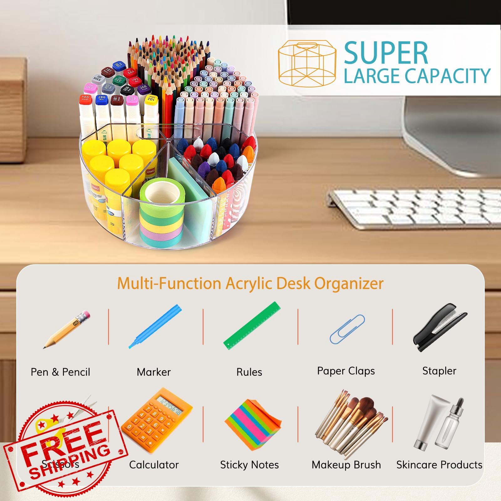 Hiborateed Super Large Size Rotating Pen Holder