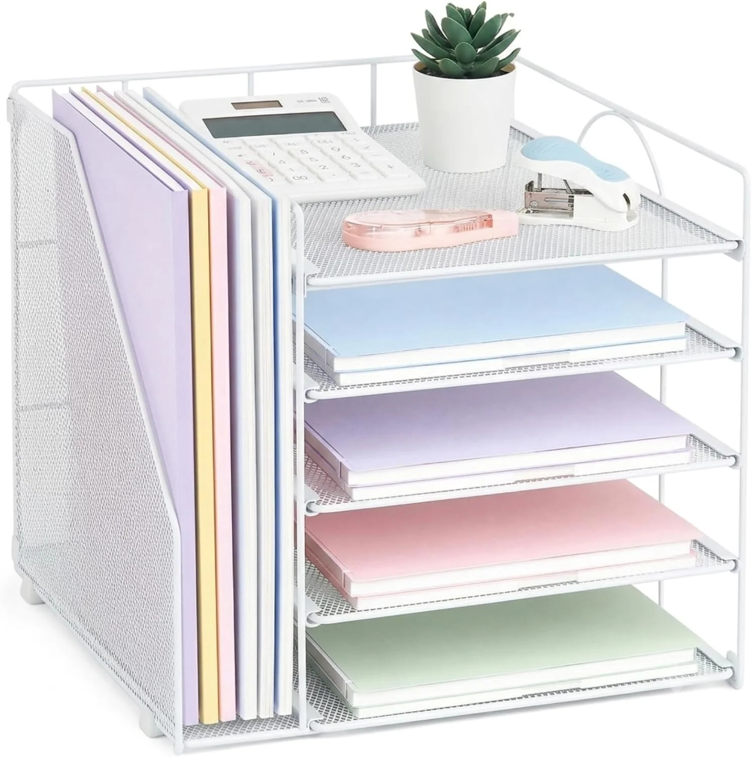 LEKETREE Desk Organizers and Accessories, 5-Tier Paper Letter Tray Organizer wit