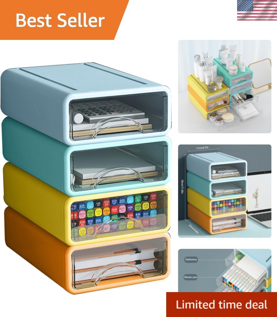Desk Organizer with Drawers, Stackable Storage Drawers with Compartments Desk…
