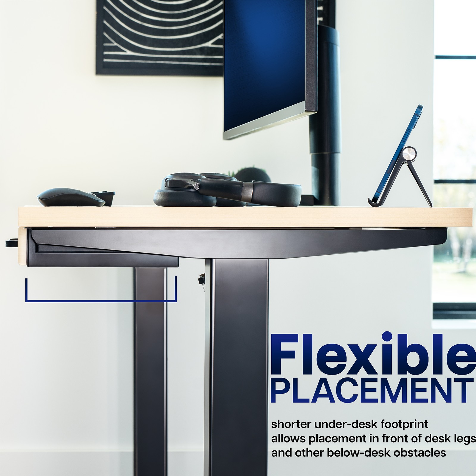 VIVO Light Wood Space Saver Sliding Under Desk Storage Drawer with Pull Handle