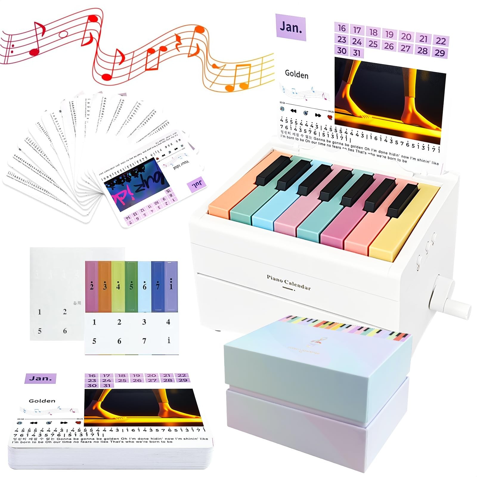 Piano Calendar 2026 Desk Calendar, Magical Music Themed White – Hunters