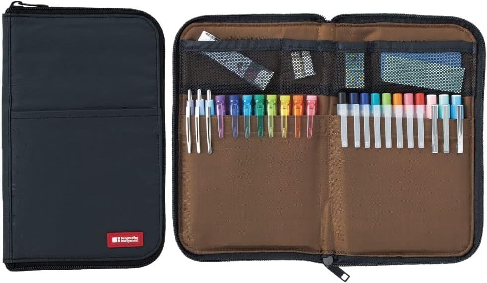 LIHITLAB LAB Slim Pen/Pencil Pouch, Wide, 0.7 × 5.5 × 8.5 Inches, Black (A765…