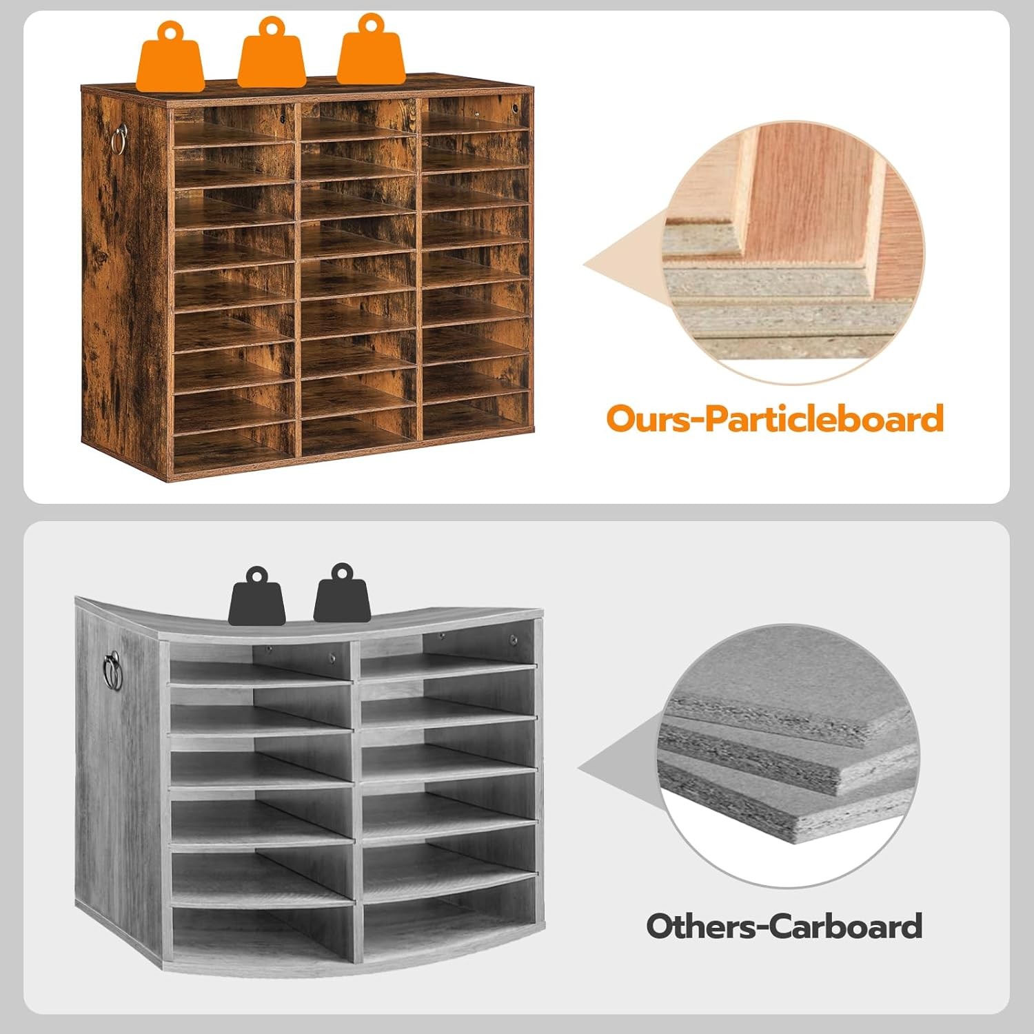 HOOBRO Literature Organizer, 27 Compartments Wooden Mail Rustic Brown