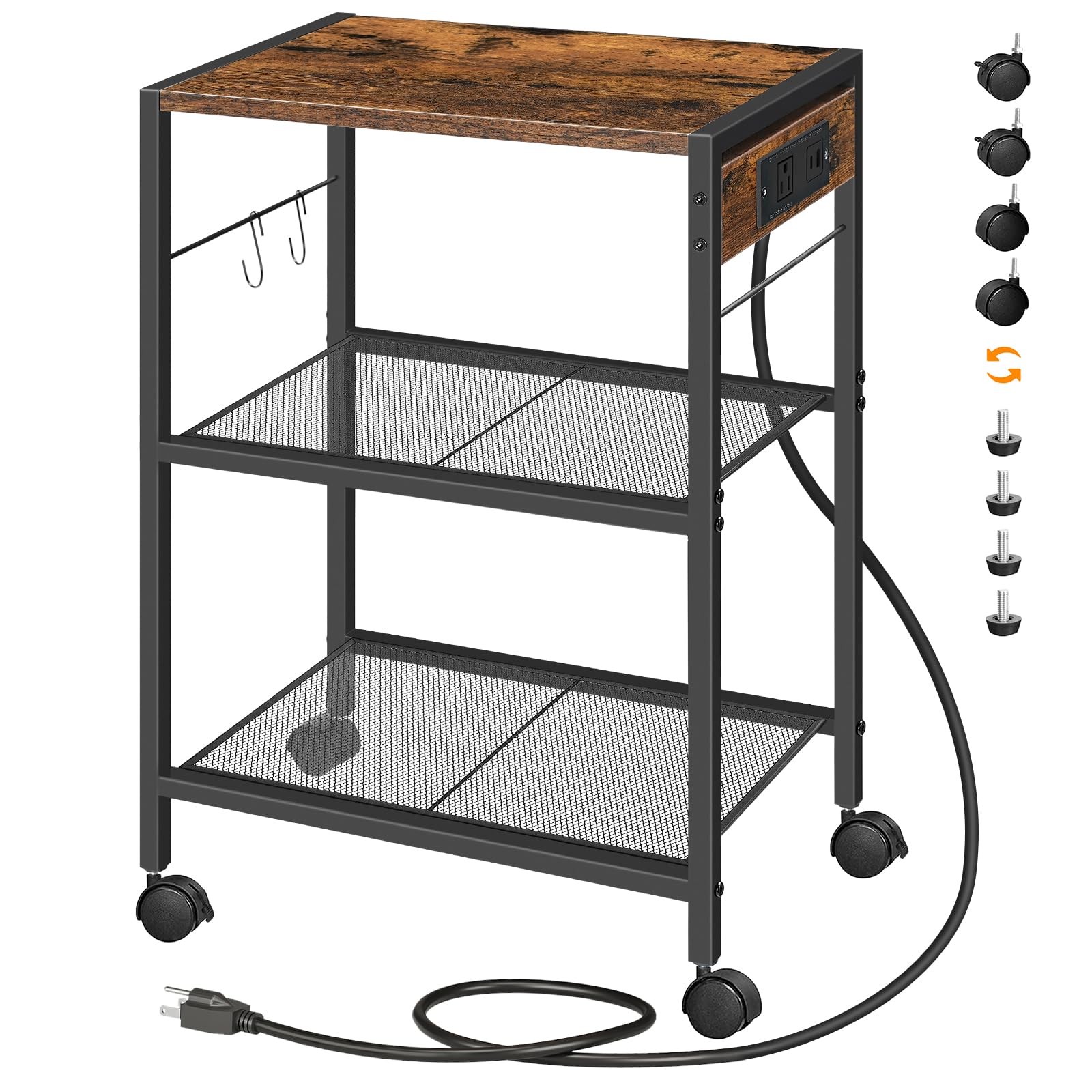 HOOBRO Industrial Printer Stand, 16.5” x 11”x 25.2”, Rustic Brown + Black