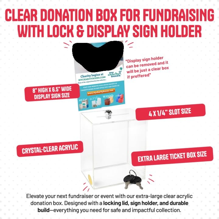 My Charity Boxes Extra Large Suggestion And Donation Size 16 X 8 X 6 Clear