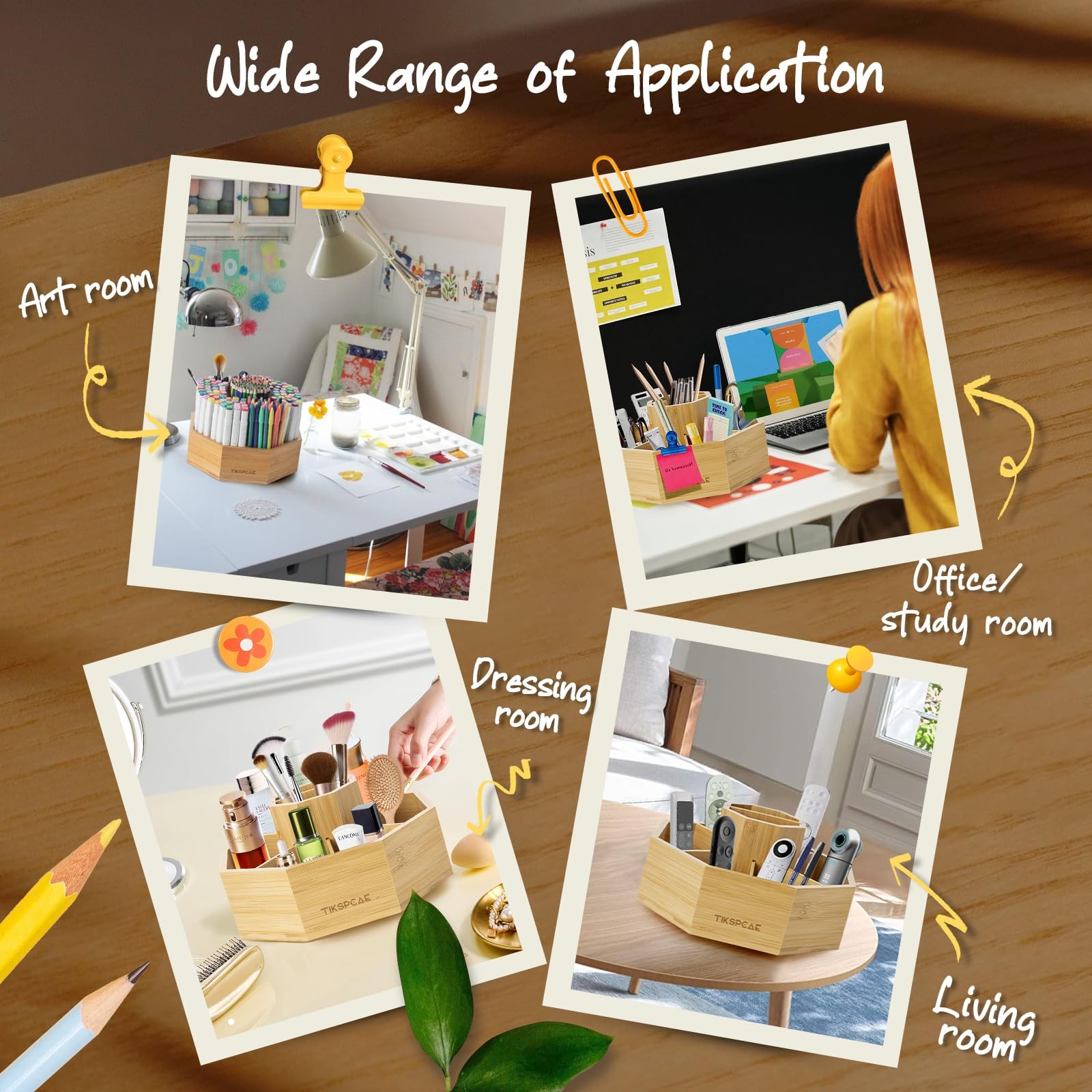 360° Rotating Art Supply Organizer, Holds 750+ Pencils, Bamboo Marker & Pen H…