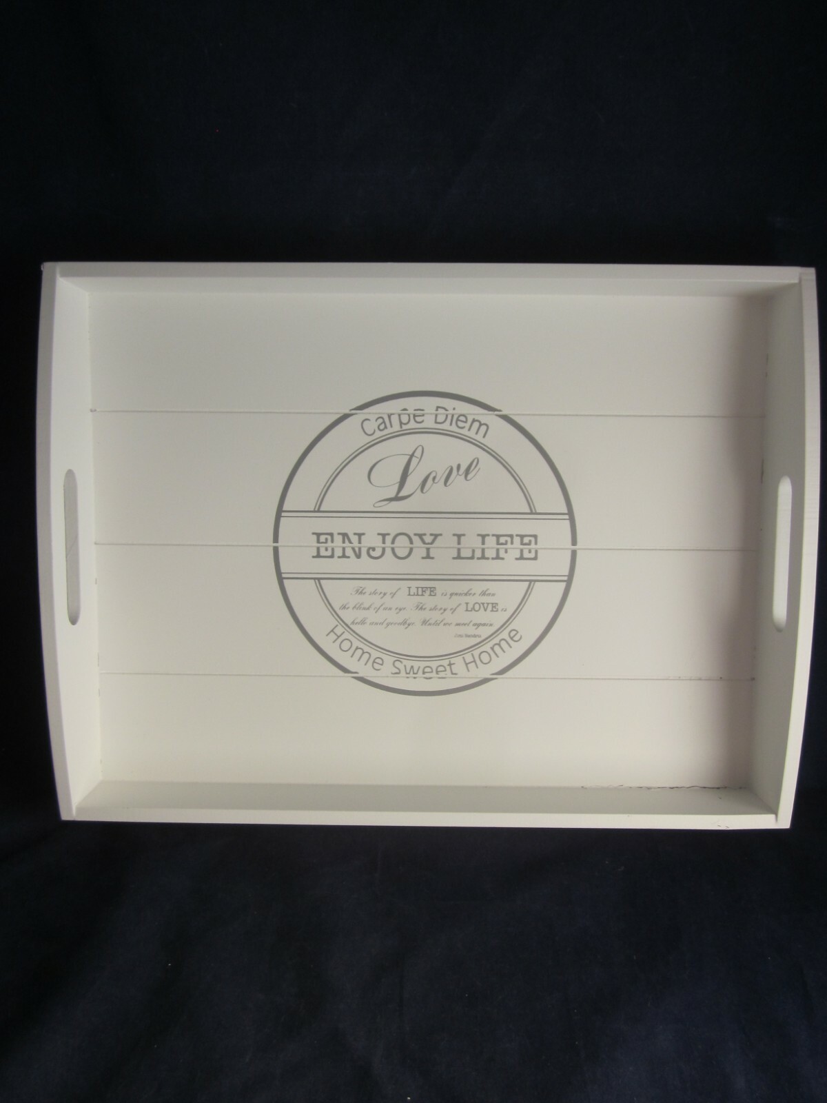BLU MONACO Wood Trays “In”-Box Office Supplies White Set of 2 Carpe Diem AS IS
