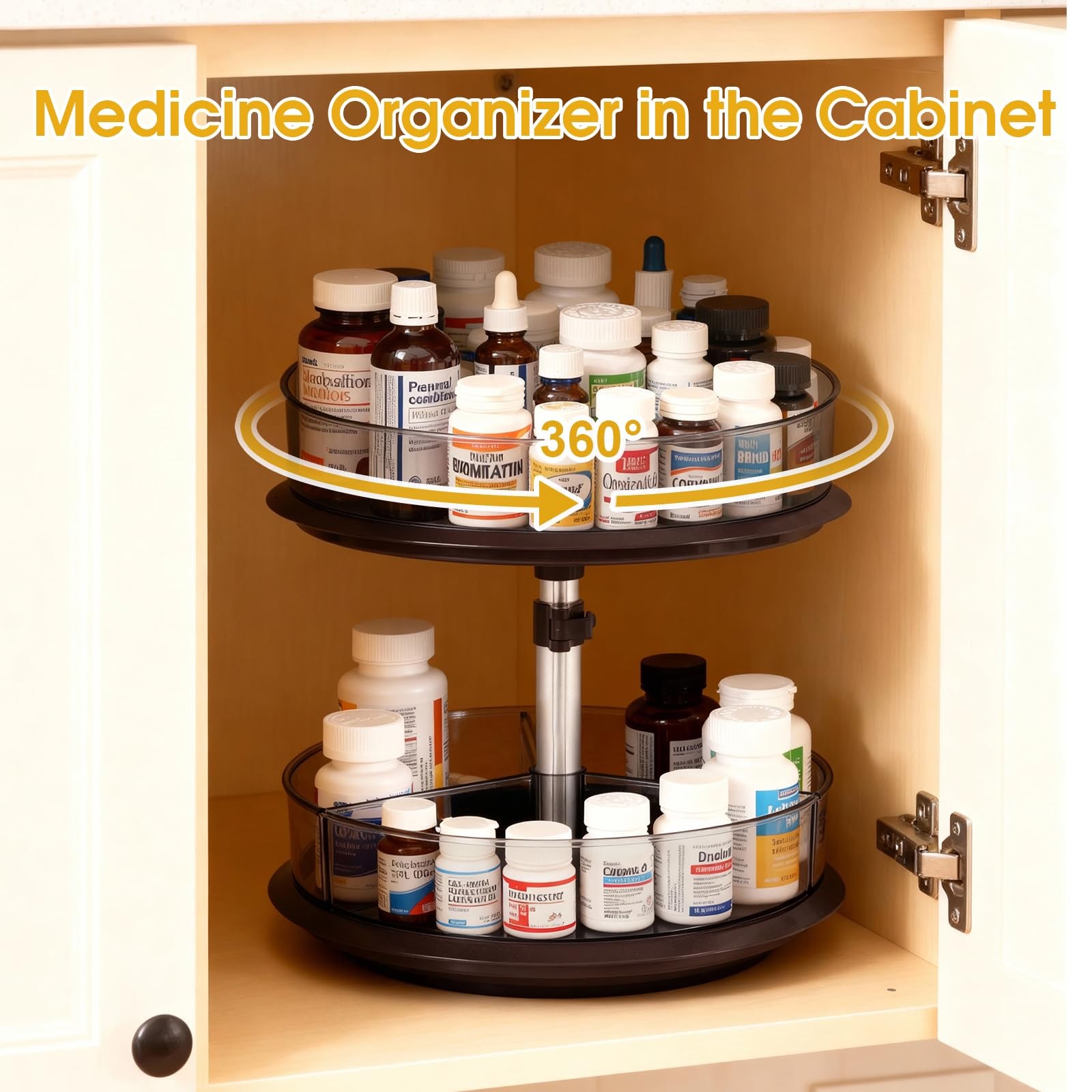 2 Tier Medicine 20 inches (H) x 25 (W) x 18 (D), Clear-grey