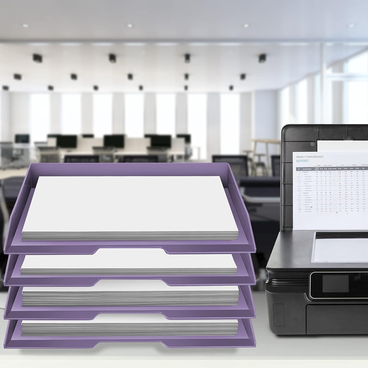 Acrimet Stackable Letter Tray 4 Tier Side 4 tier letter size, Solid Purple