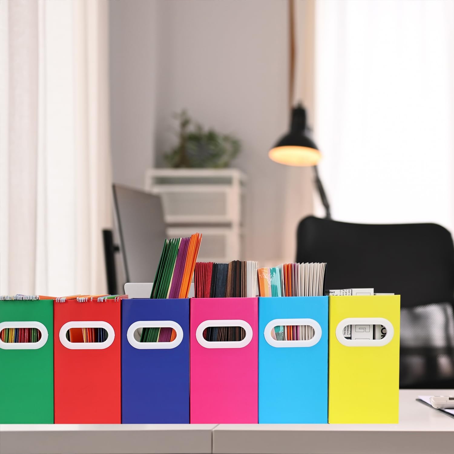 Aosric Collapsible File Organizer Box with Letter Size – 6 Packs, Colored