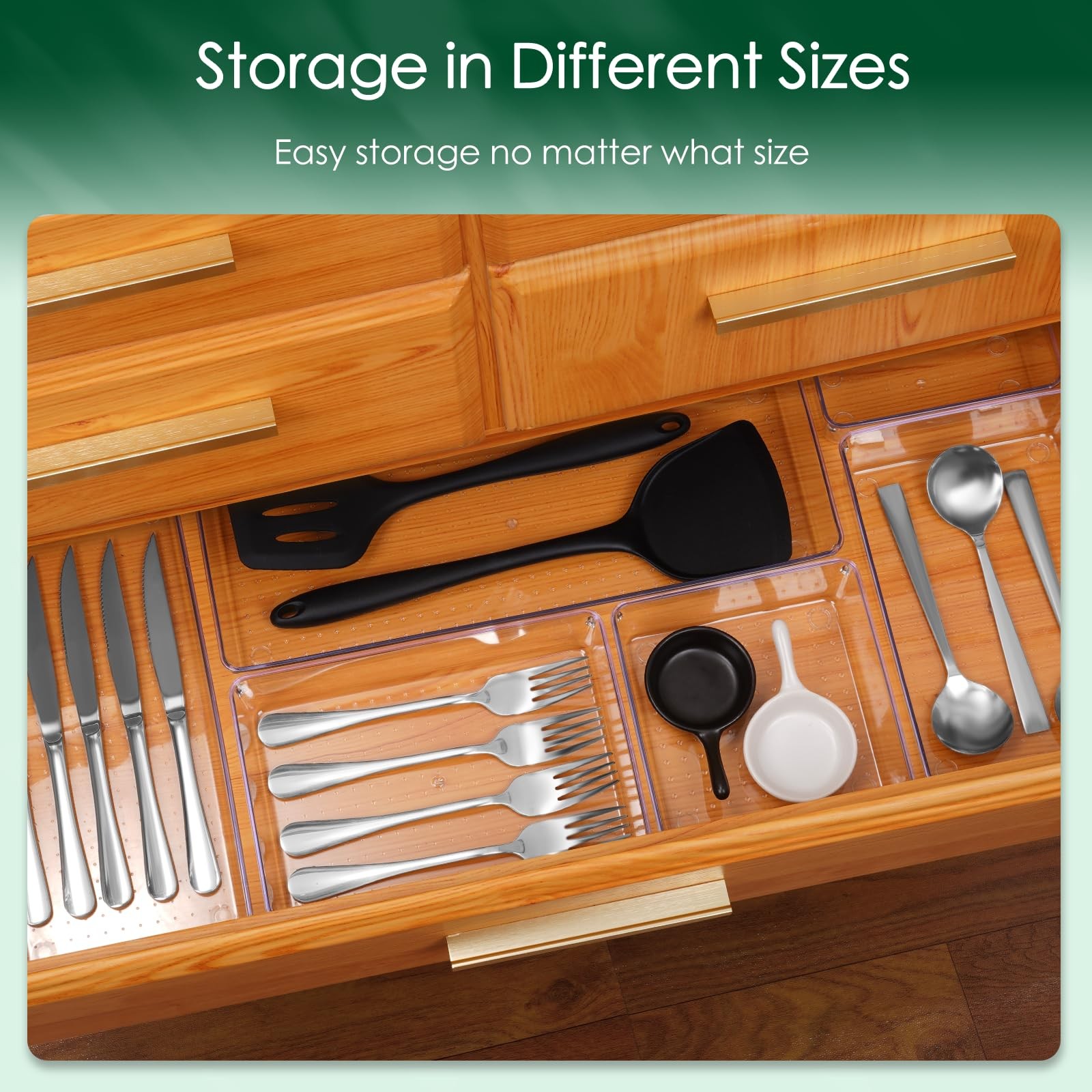 Criusia Drawer Organizer Set, Acrylic Non Slip Cracking 8 PACK, Clear