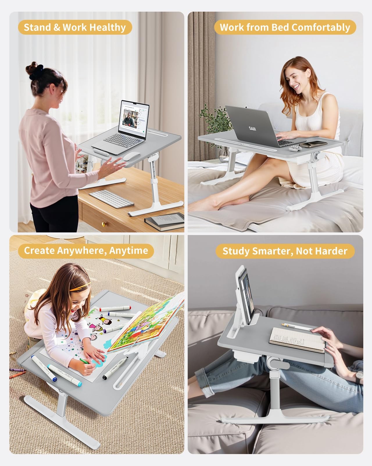 Saiji Laptop Desk For Bed Premium Xxl Extra Large Upgraded Height Angle