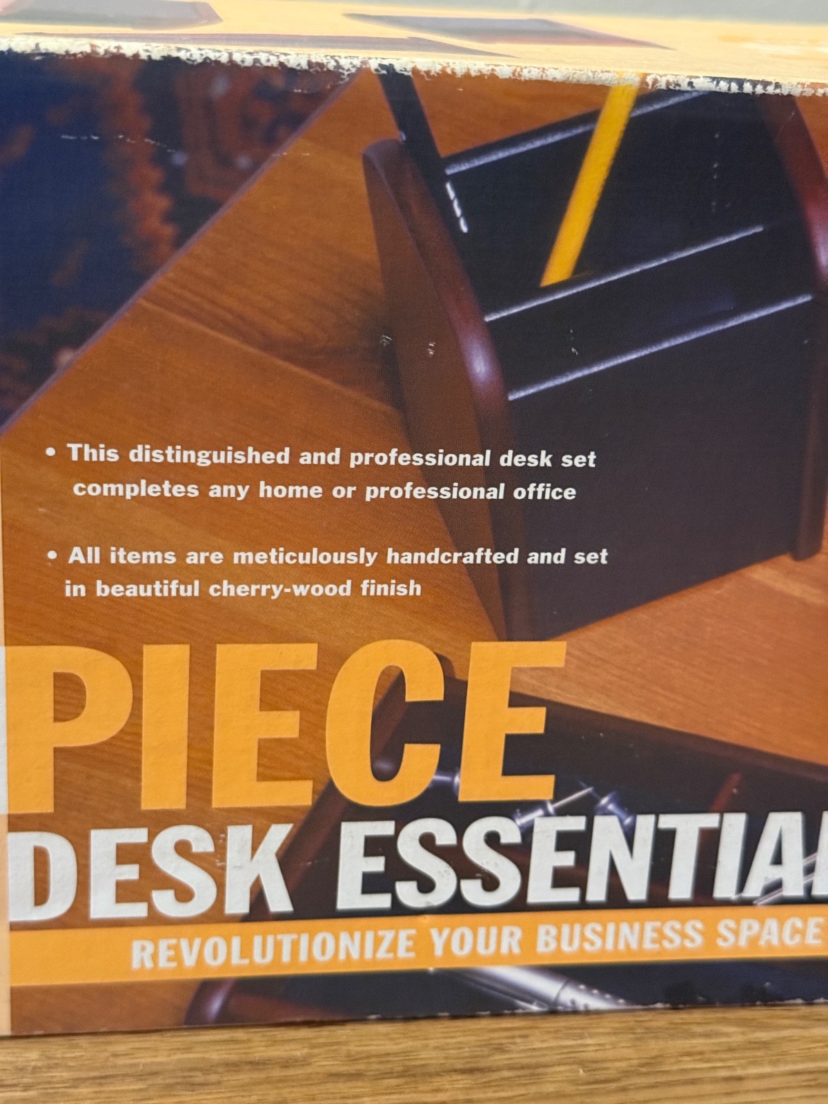 🪵 Carriage House 3 Pc Desk Essentials Set Cherry Wood Office Organizer NEW