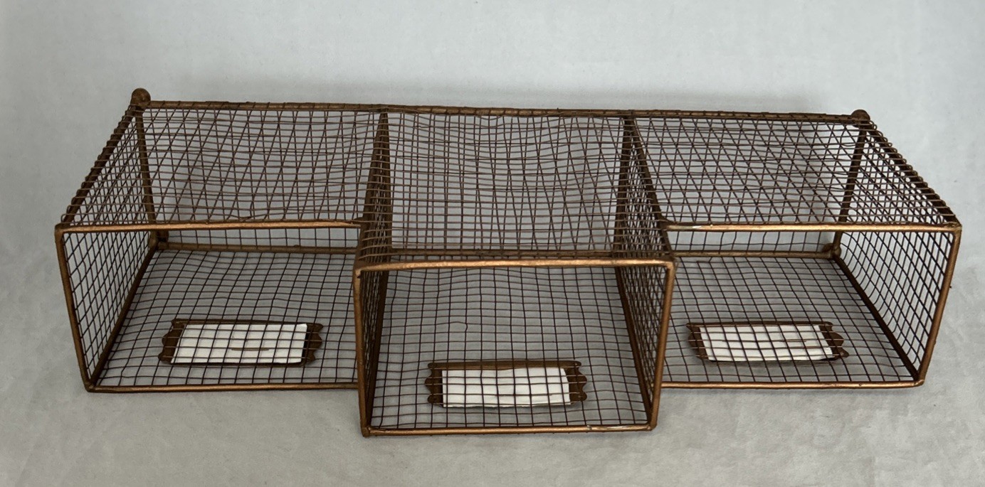 Gold Colored Desk Organizer 3 Compartment