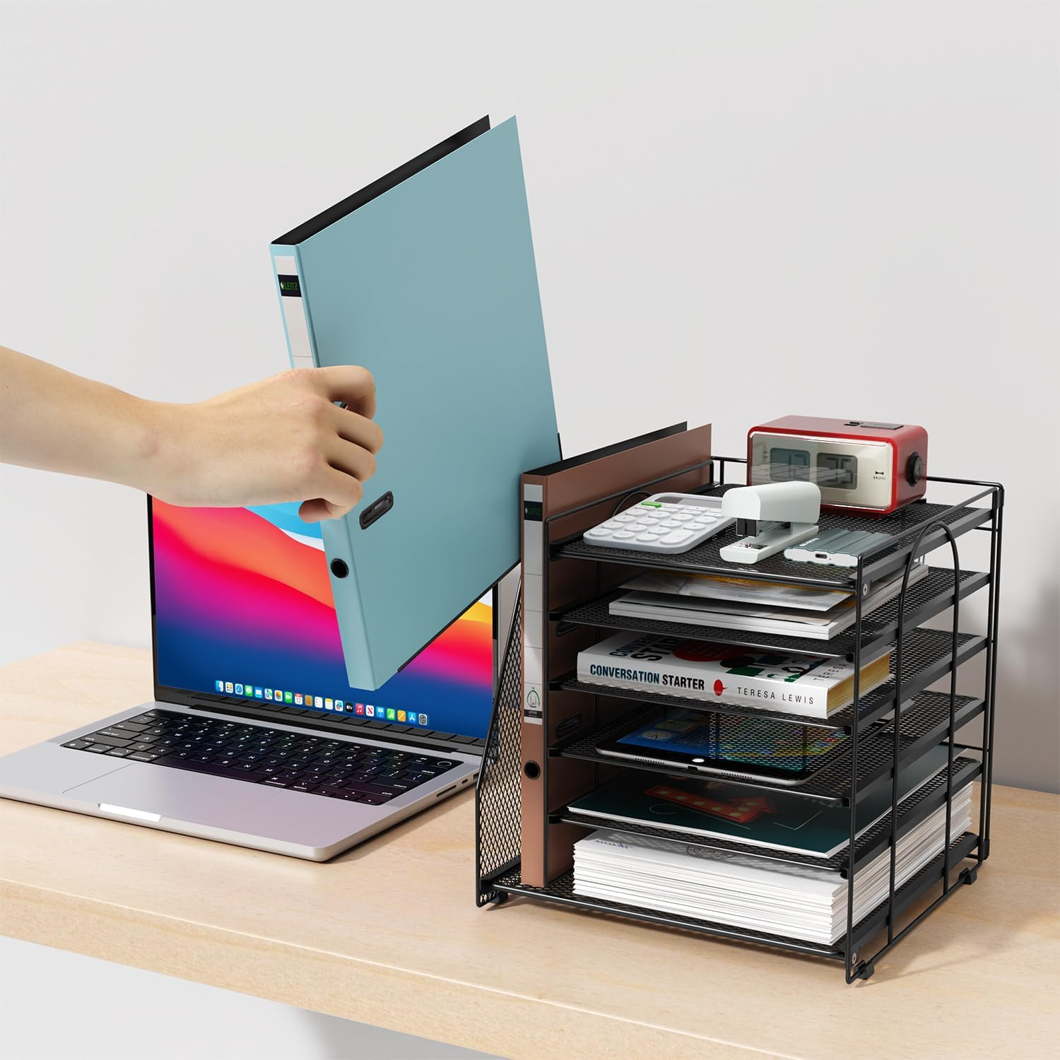 Desk Organizers and Accessories, 6-Tier Paper Organizer with File Holder, Docume