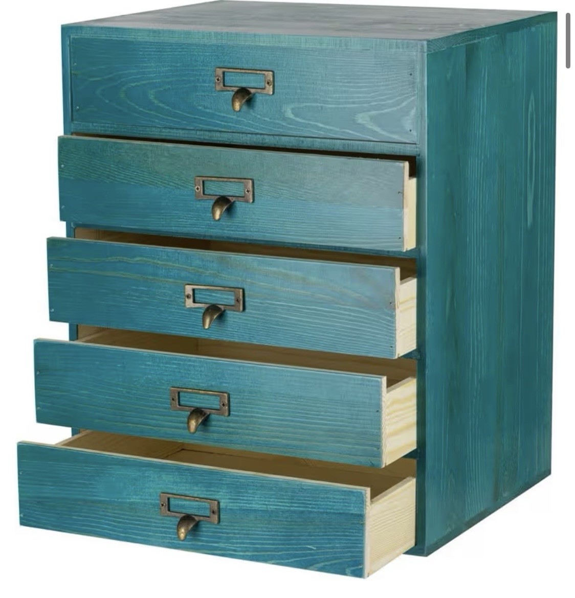 Large Wooden Drawers Rustic Desk Organizer (Blue)