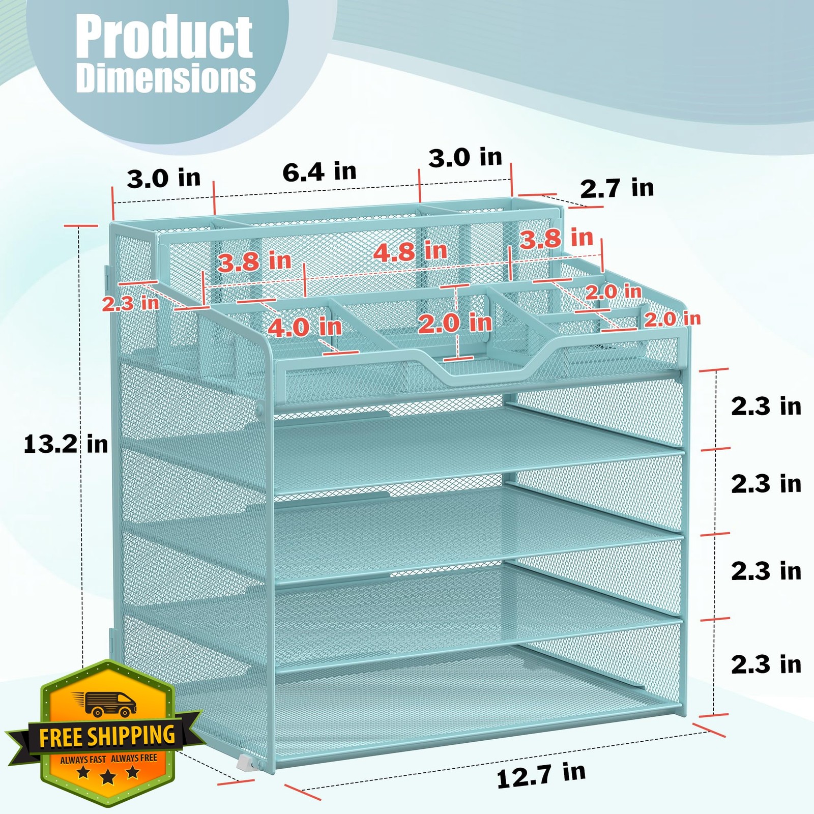 Docnest 5 tier mesh desk organizer blue