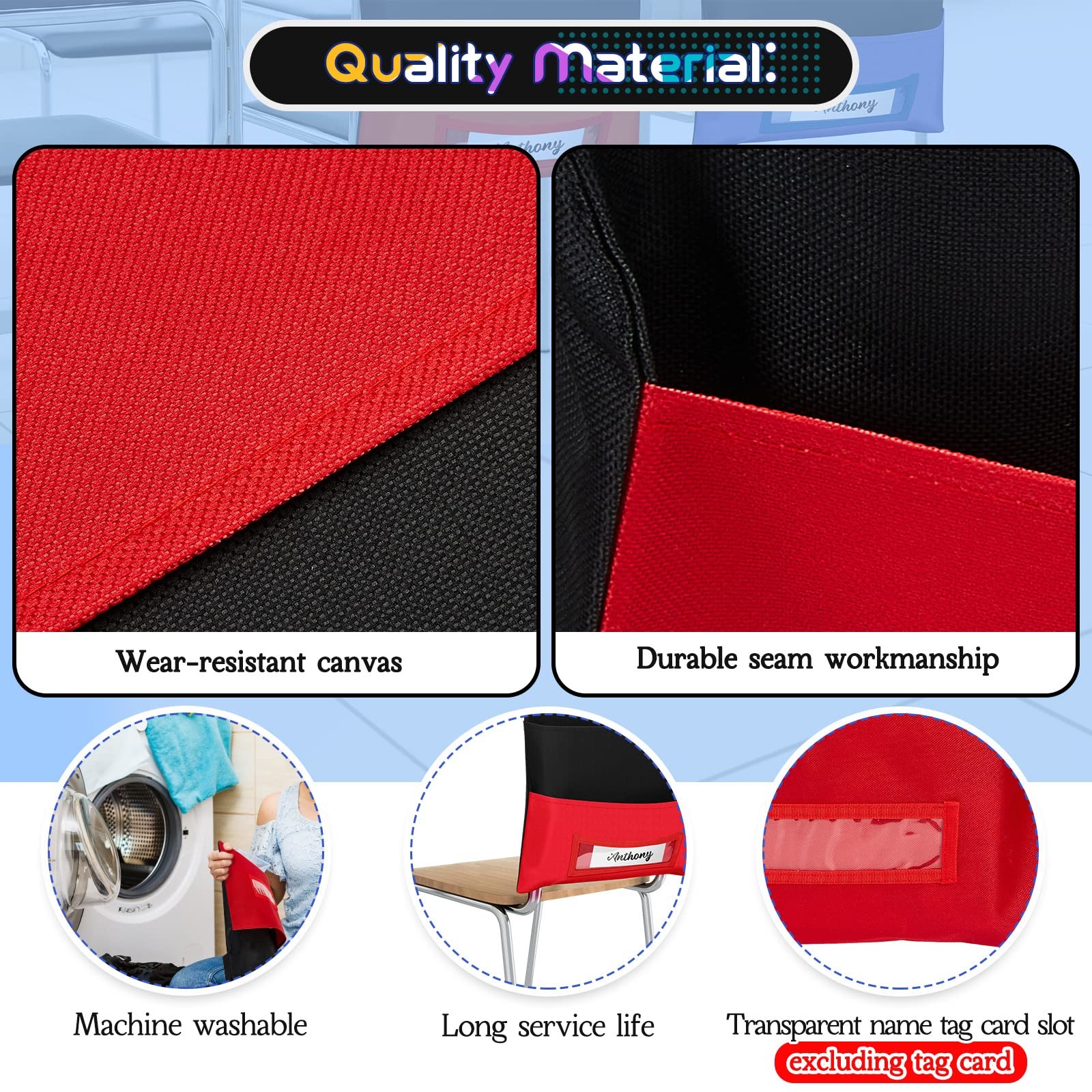 24 Pcs Chair Storage Pocket 16 x 19 Inch Large Chair Pocket Classroom Seat Or…