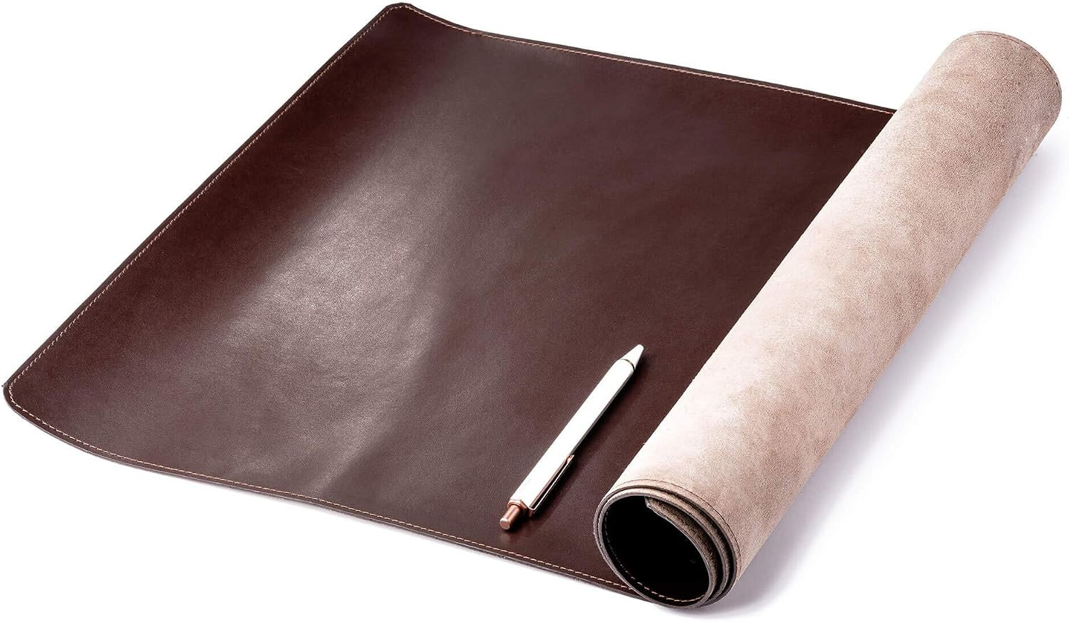 DACASSO Bonded Leather No Core Rollable Desk Mat/Pad – Luxury Leather Desk Blott
