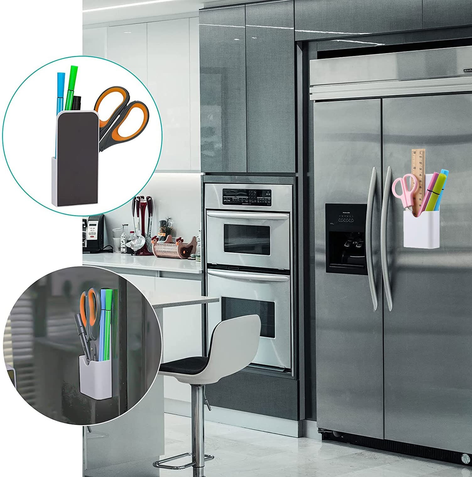 Magnetic Marker Holder Pen Holder for Whiteboard Fridge Organizer 2Pack White