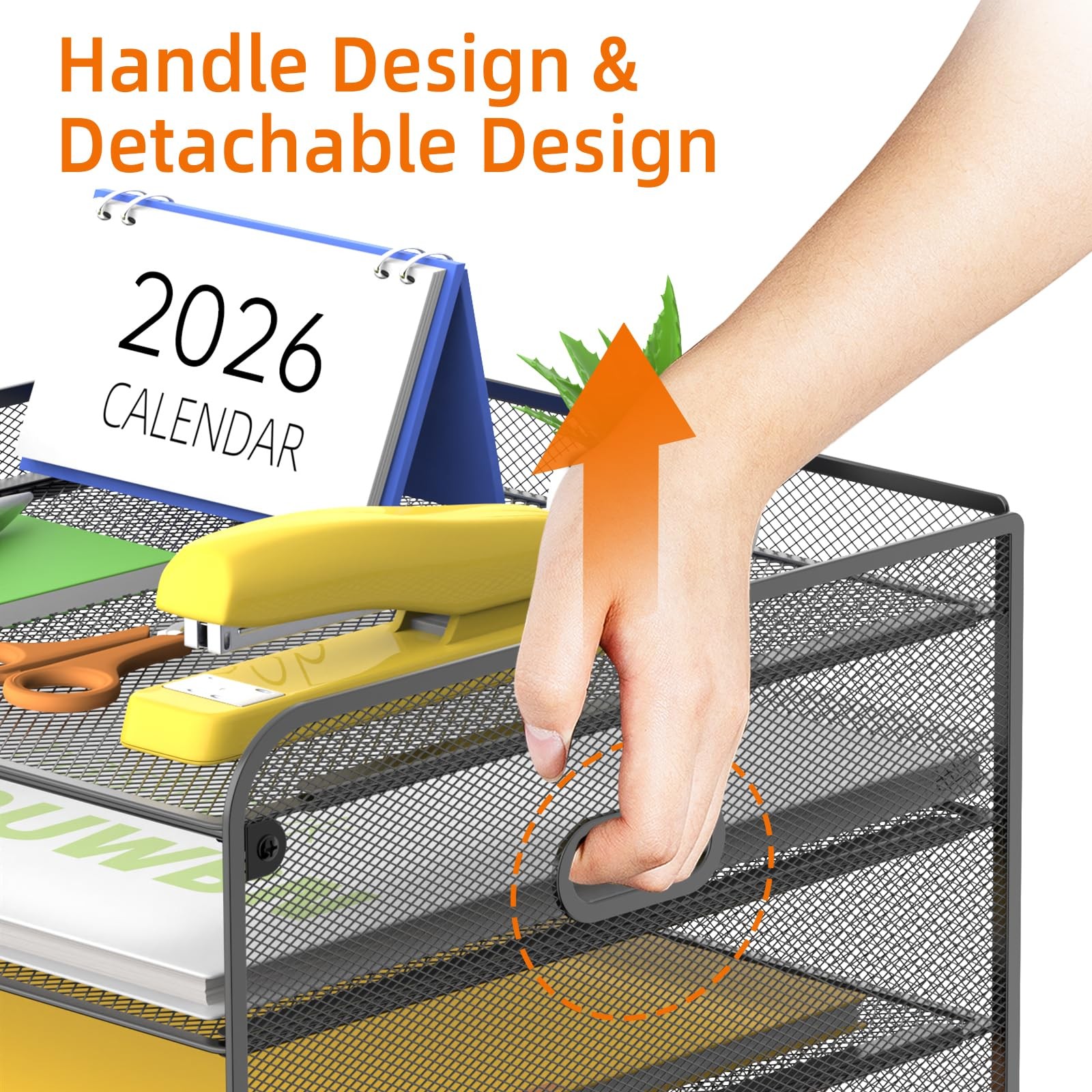 SUPEASY Mesh Desk Organizer with File Holder, 5-Tier Paper With drawer, Black