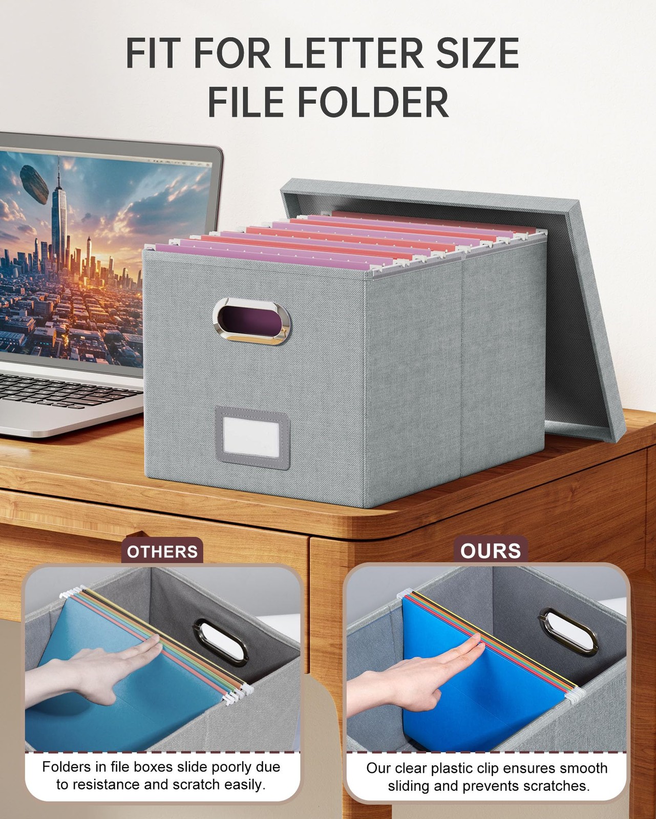 Oterri File Organizer, Box, Cabinet for Letter 1 pack, Gray