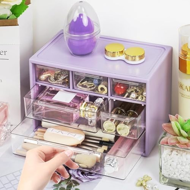 Desk Storage Organizer with 6 Mini Drawers, Stackable Desktop Craft Drawer Cabin