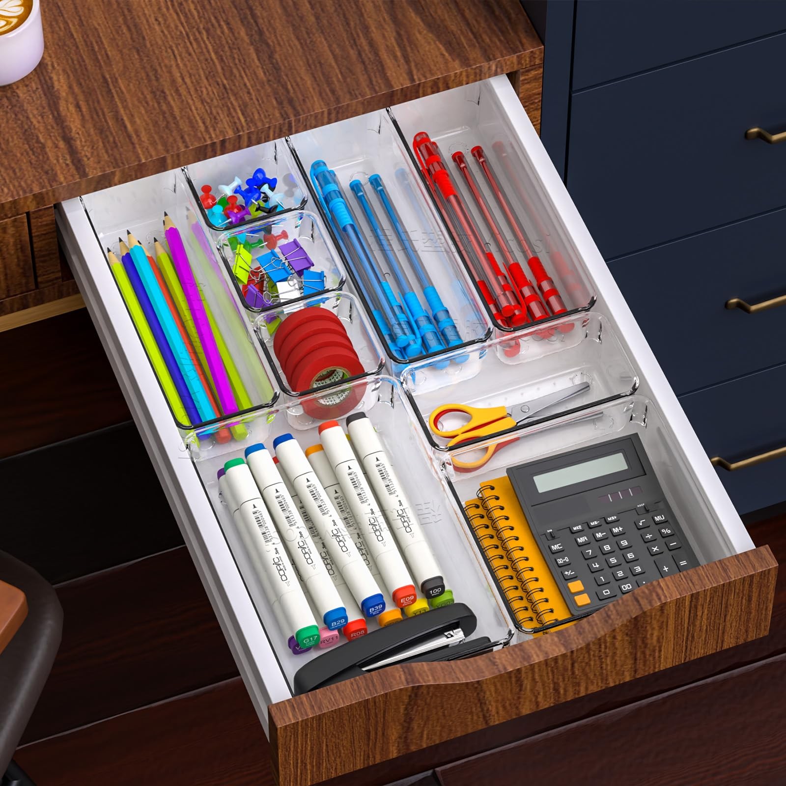 25 Pc Clear Plastic Drawer Organizer Set,4 Sizes In Drawer Organizer Trays fo…