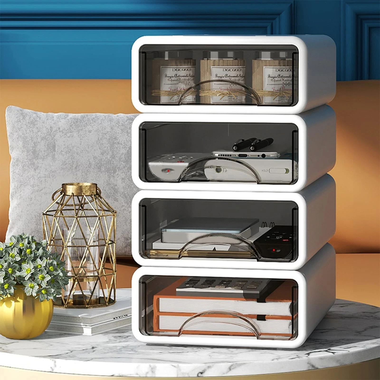 Desk Organizer with Drawers, Stackable Storage Drawers with Compartments Desk…