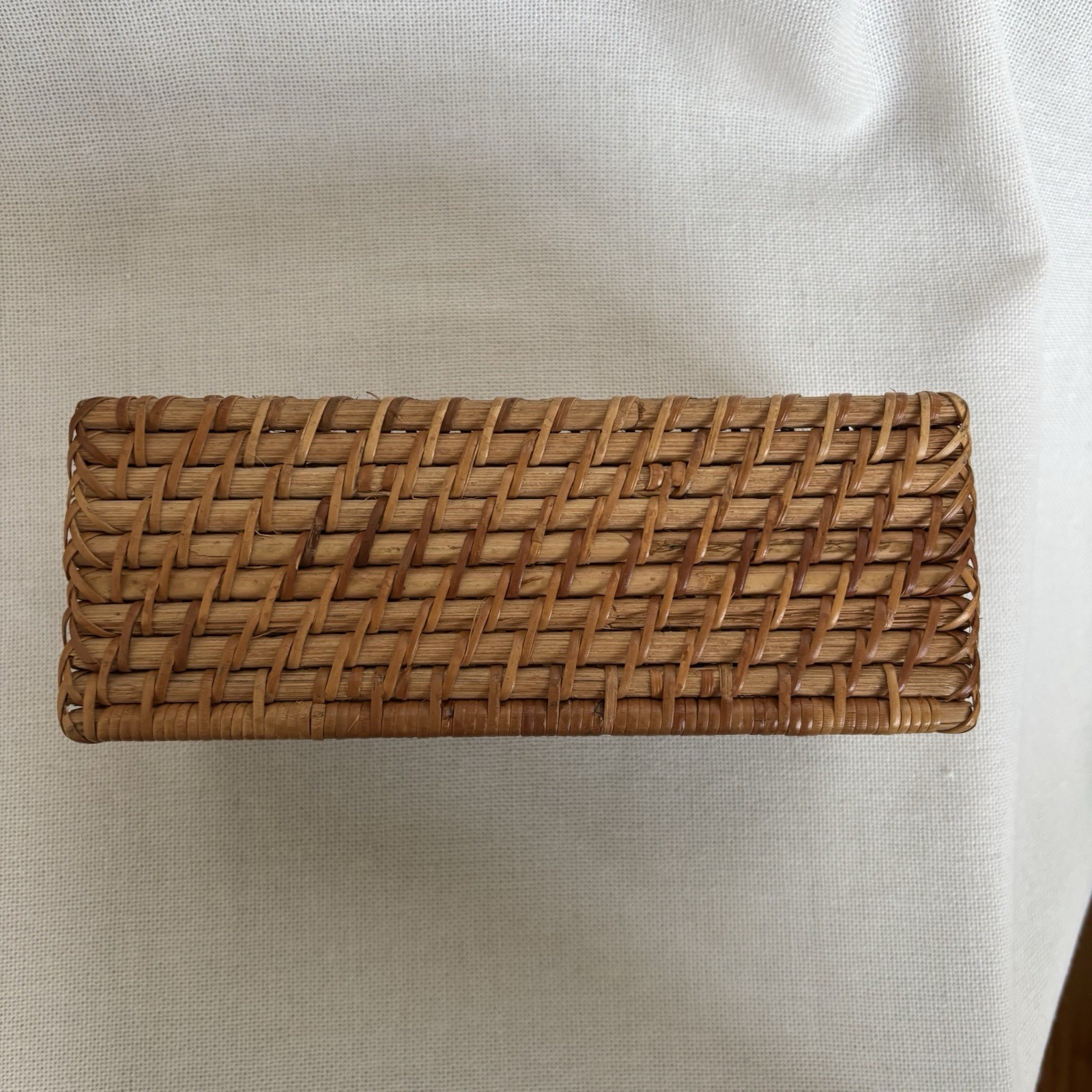 Vintage Woven Rattan Desk Caddy Utensil Holder Organizer