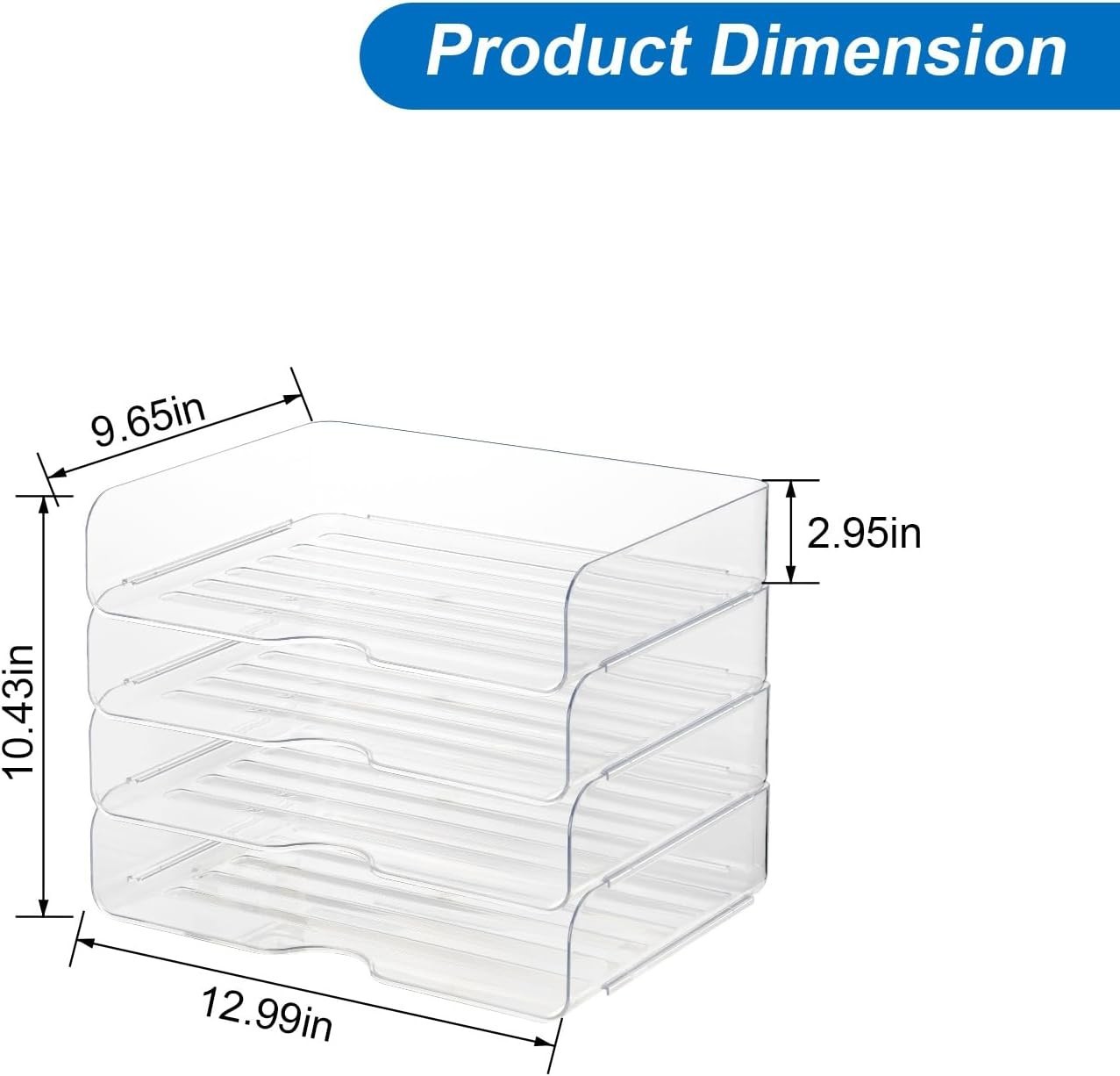 Desk Organizer & Storage,4-Tier Paper Letter Tray Organizers,Stackable Clear