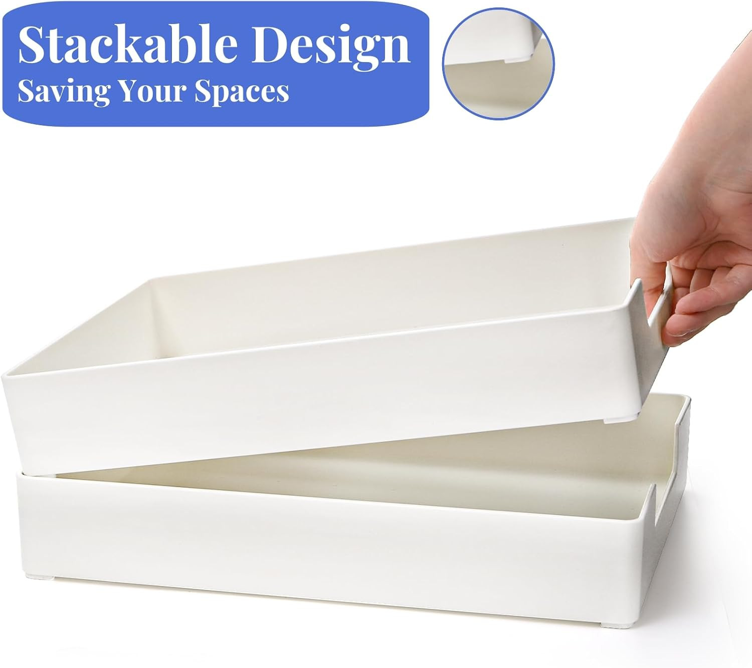 3 Pack Letter Tray, Plastic Stackable A4 Paper Trays, Rectangular Desk Drawer Or