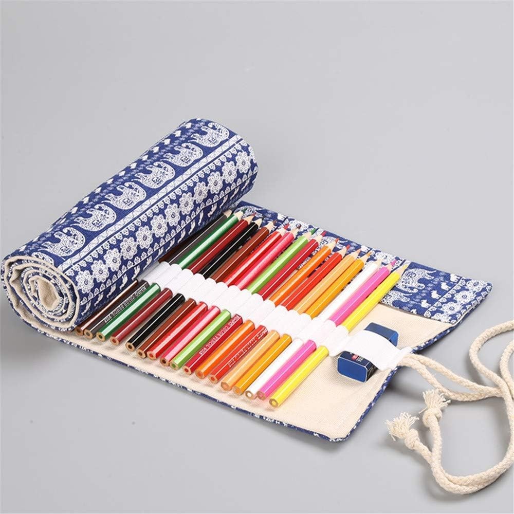 Durable 48-Slot Pencil Wrap in Calf Elephant Print – Perfect for Creative Minds