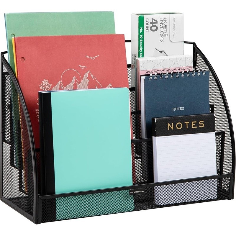 Metal Desk Organizer 4 Pocket File Holder Mesh Storage Lightweight Durable New