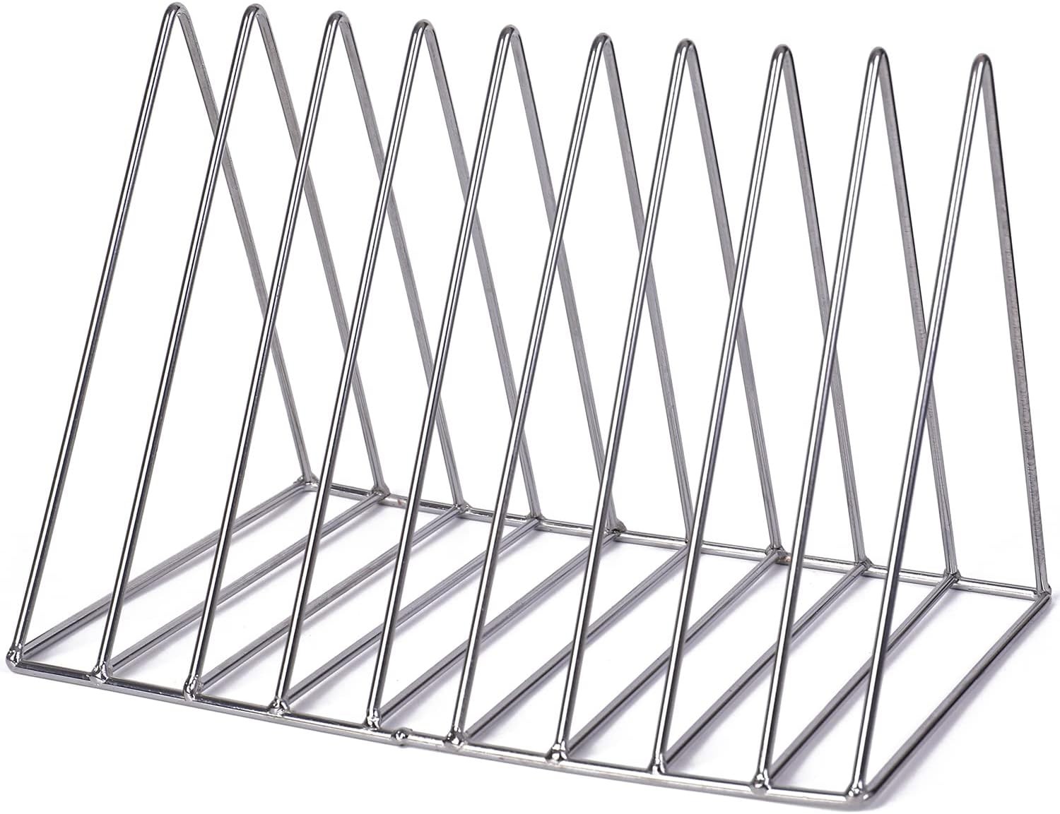 Sooyee 9 Slot Metal Magazine Holder, Silvery Desktop Organizer for Office and Ho