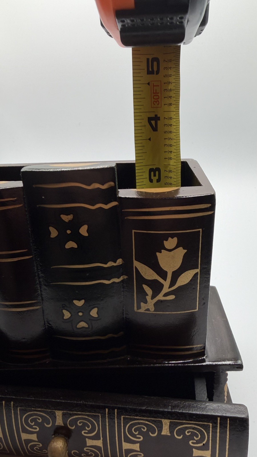 Decorative Library Books Design Wooden Office Supply Caddy Pencil Holder