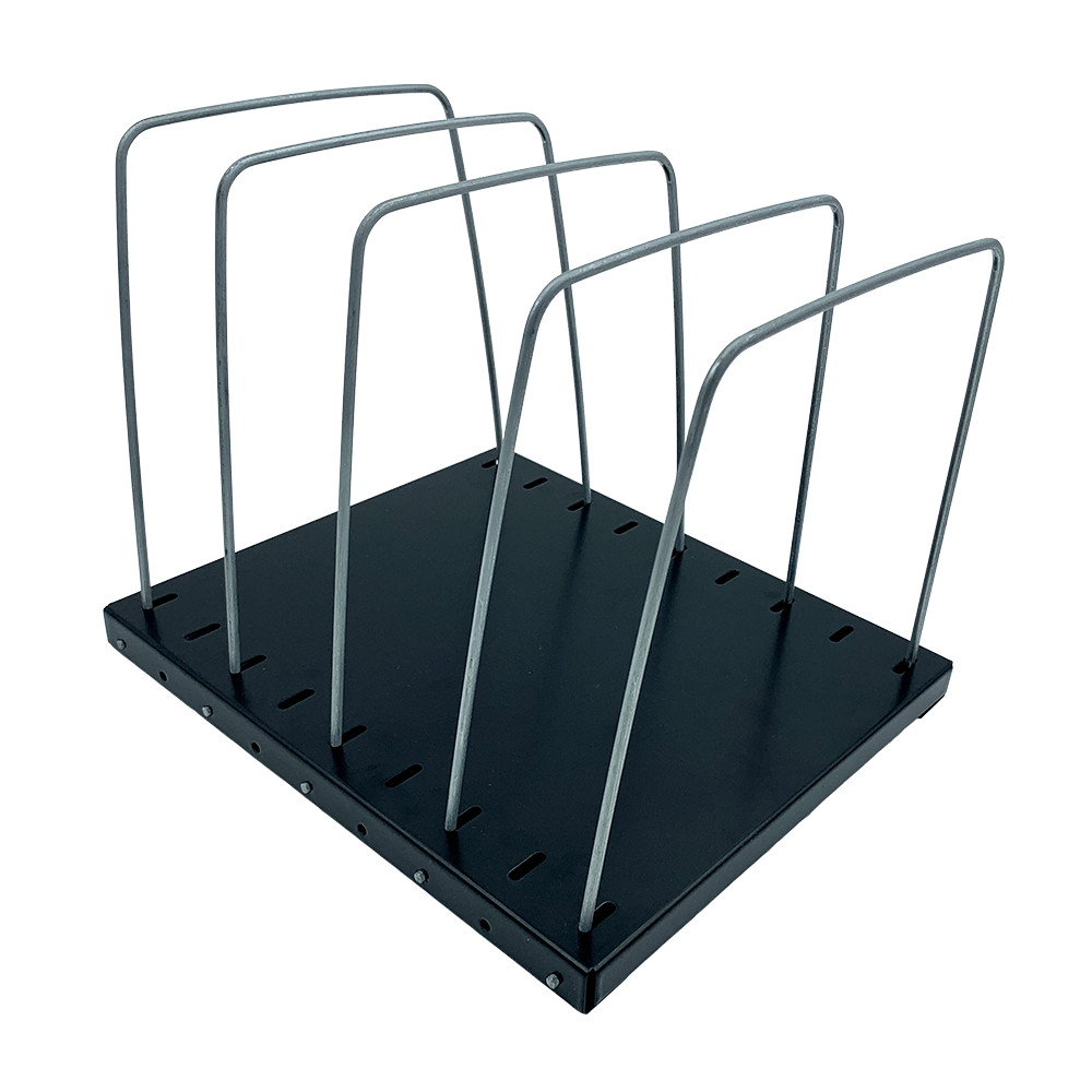 Huron 4 Slot Metal Vertical Organizer w/ Adjustable Wire Separators Black 0155